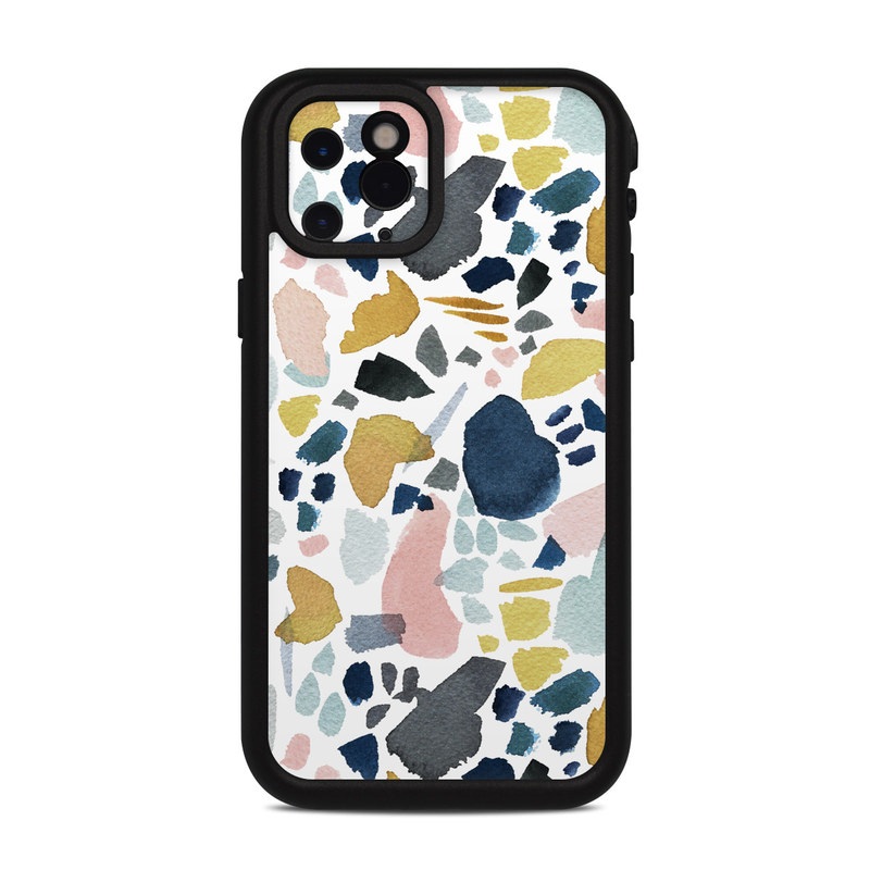 Lifeproof iPhone 11 Pro fre Case Skin design of Pattern, Aqua, Teal, Design, Textile with white, blue, yellow, orange, pink, black colors