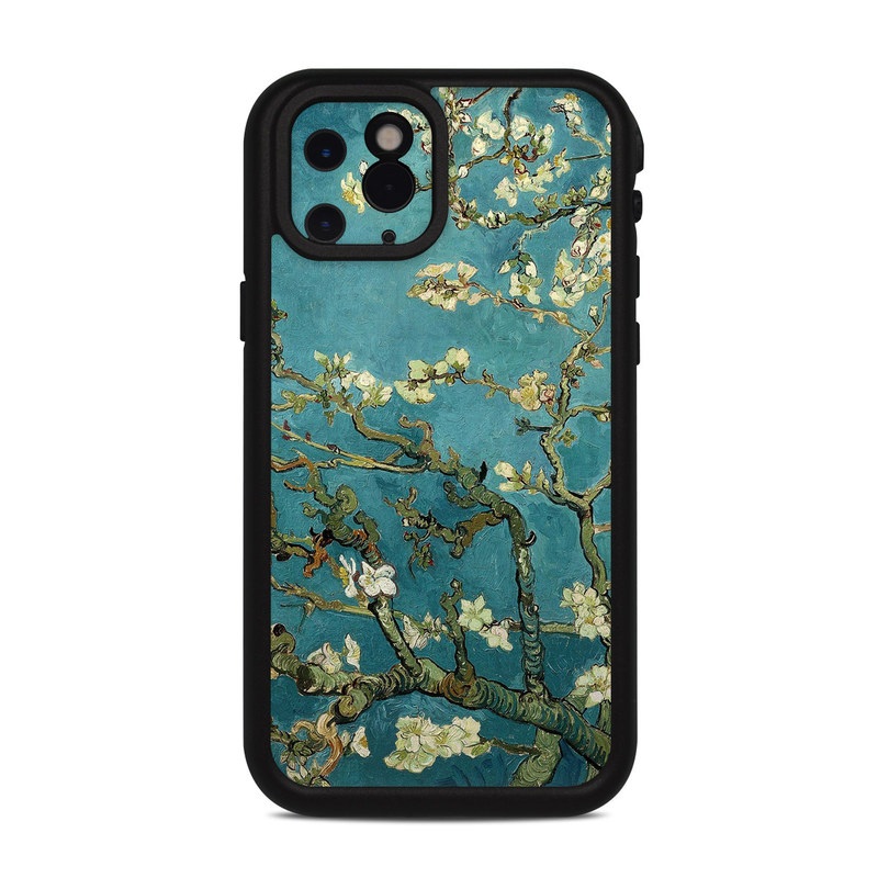 LifeProof iPhone 11 Pro fre Case Skin design of Tree, Branch, Plant, Flower, Blossom, Spring, Woody plant, Perennial plant, with blue, black, gray, green colors