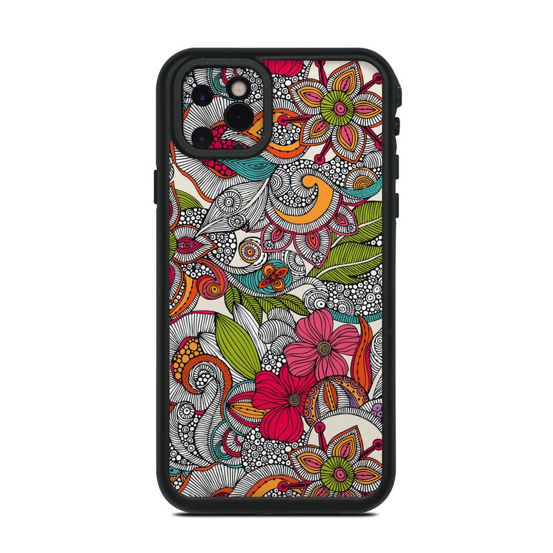 Lifeproof iPhone 11 Pro Max fre Case Skin design of Pattern, Drawing, Visual arts, Art, Design, Doodle, Floral design, Motif, Illustration, Textile with gray, red, black, green, purple, blue colors