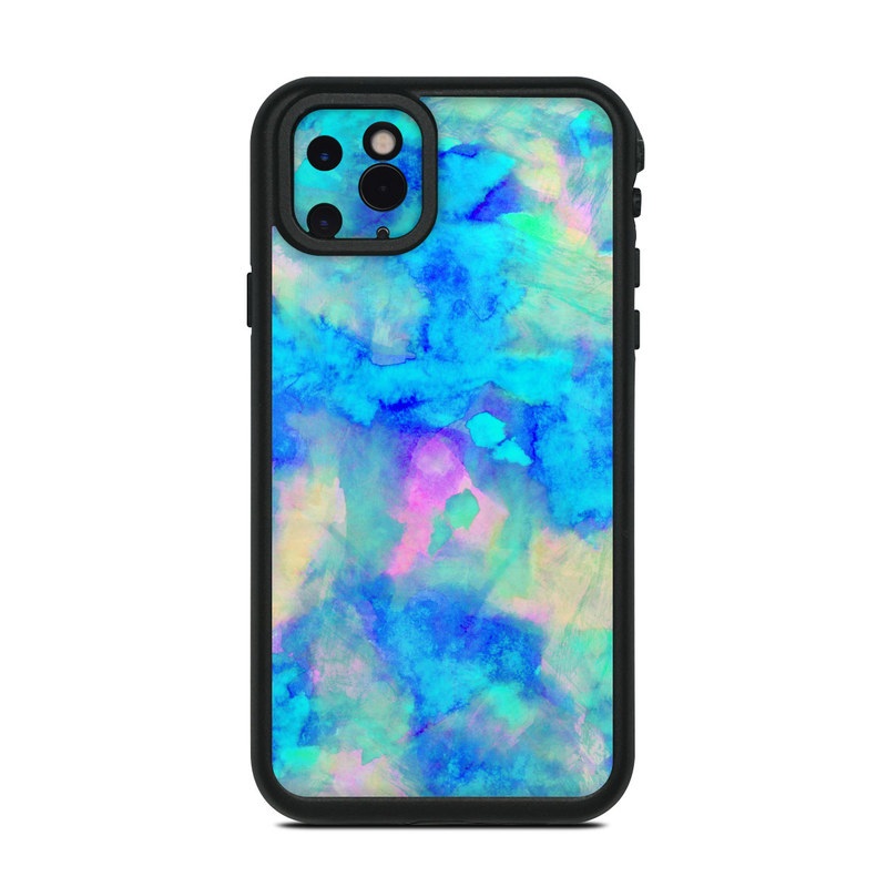 LifeProof iPhone 11 Pro Max fre Case Skin design of Blue, Turquoise, Aqua, Pattern, Dye, Design, Sky, Electric blue, Art, Watercolor paint, with blue, purple colors