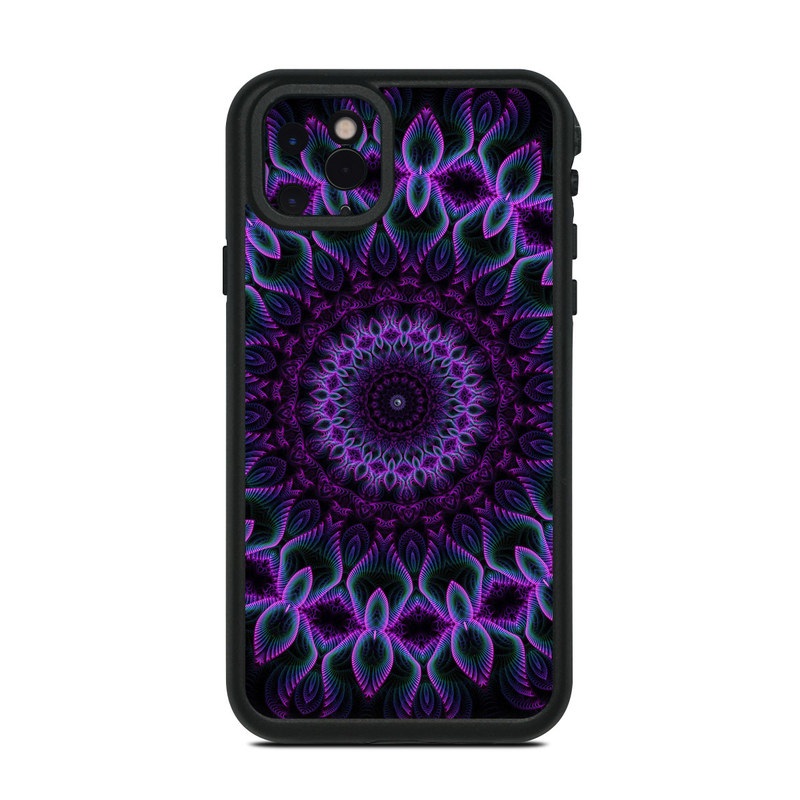 LifeProof iPhone 11 Pro Max fre Case Skin design of Colorfulness, Pattern, Purple, Violet, Magenta, Red, Pink, Art, Fractal Art, Visual Arts, Design, Circle, Symmetry, Psychedelic Art, Motif, Kaleidoscope, Graphics, with black, purple, blue, white colors