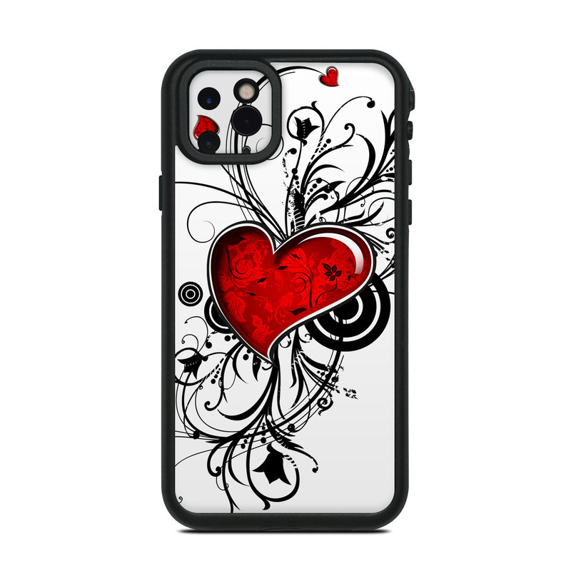 LifeProof iPhone 11 Pro Max fre Case Skin design of Heart, Line art, Love, Clip art, Plant, Graphic design, Illustration, with white, gray, black, red colors