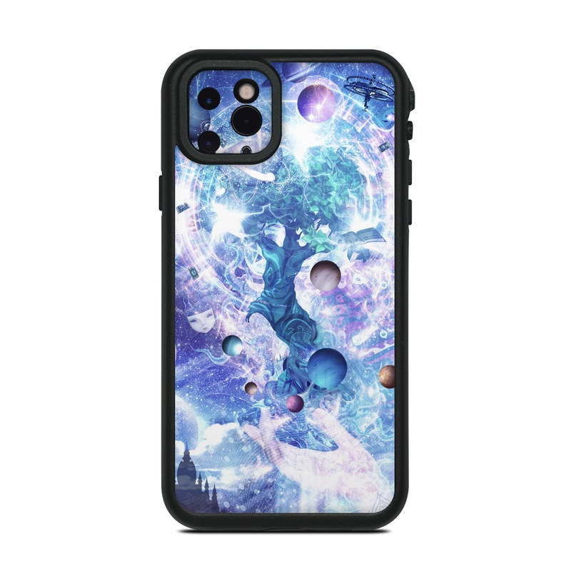 Lifeproof iPhone 11 Pro Max fre Case Skin design of Bird, Butterfly, Planets, Deer, Space, Purple, World, Astronomical Object, Cg Artwork, Illustration, Universe, Painting, Fictional Character, Outer Space, Astronomy, Science, Water Feature, Graphic Design, Graphics, Star, Mythology with blue, purple, white, black, gray, green colors
