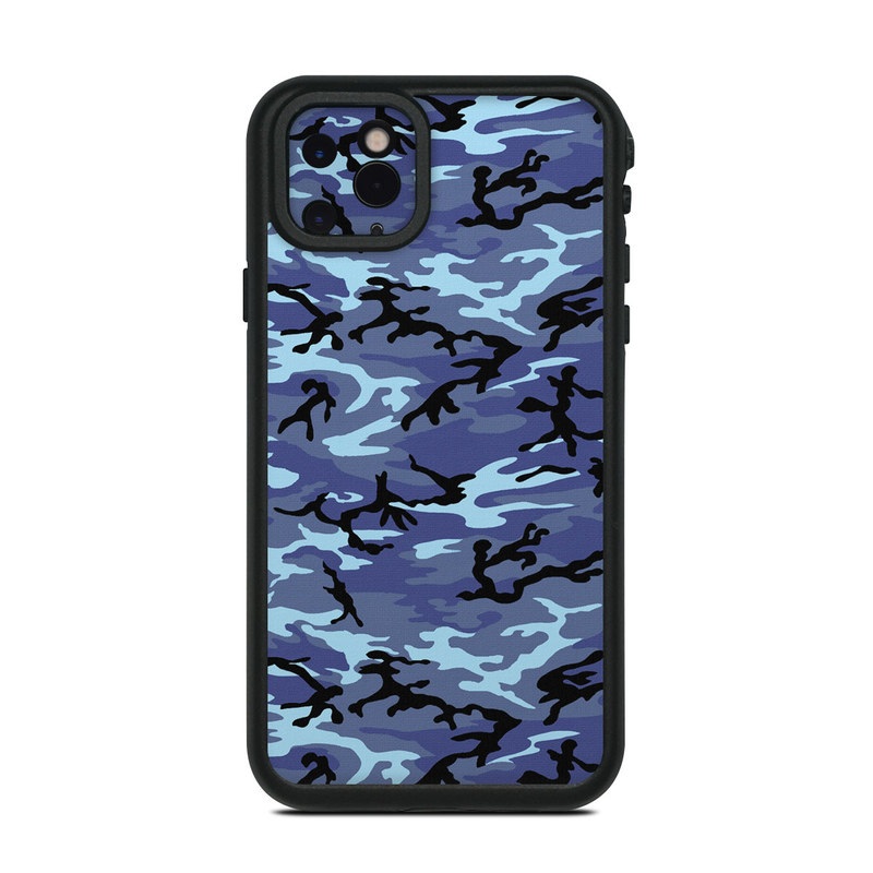LifeProof iPhone 11 Pro Max fre Case Skin design of Military camouflage, Pattern, Blue, Aqua, Teal, Design, Camouflage, Textile, Uniform, with blue, black, gray, purple colors