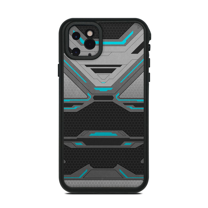 LifeProof iPhone 11 Pro Max fre Case Skin design of Blue, Turquoise, Pattern, Teal, Symmetry, Design, Line, Automotive design, Font, with black, gray, blue colors