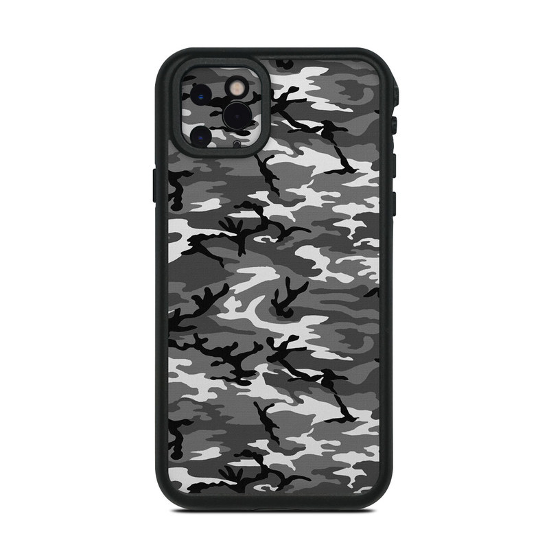 LifeProof iPhone 11 Pro Max fre Case Skin design of Military camouflage, Pattern, Clothing, Camouflage, Uniform, Design, Textile, with black, gray colors