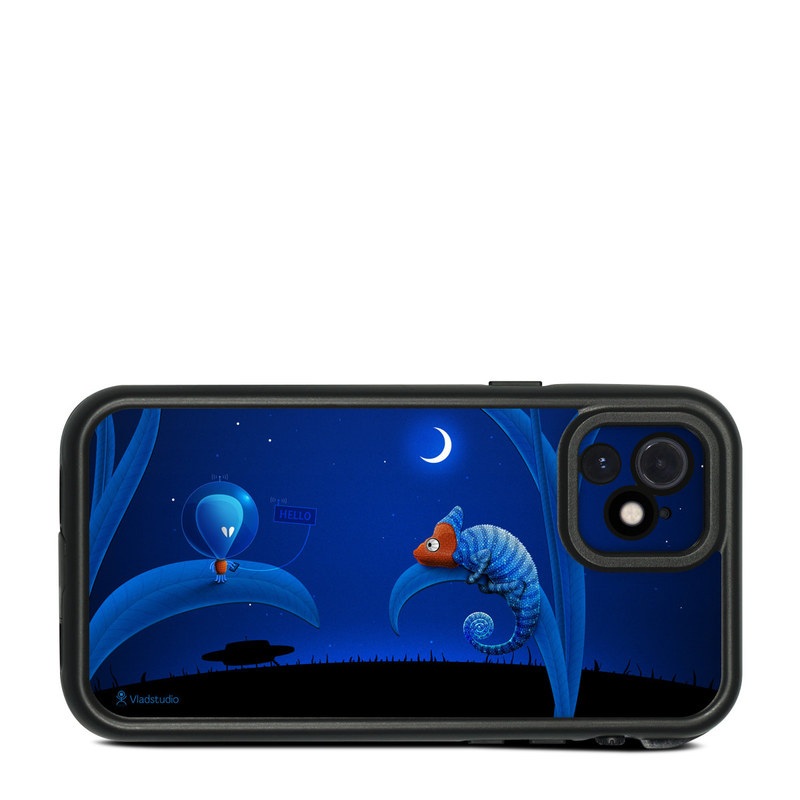 LifeProof iPhone 12 fre Case Skin design of Organism, Astronomical object, Space, Illustration, Night, Graphics, with black, blue, orange colors