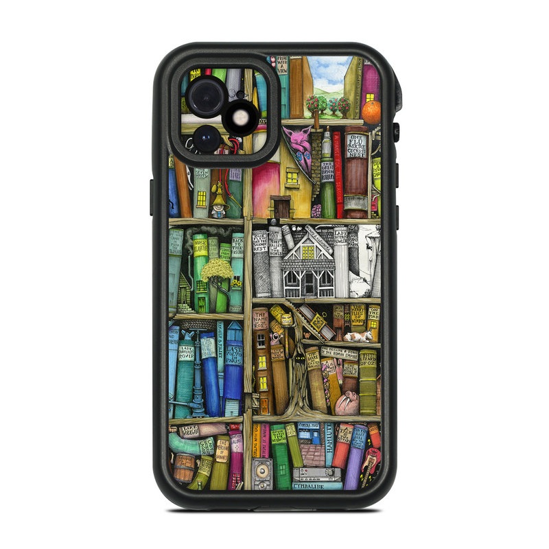 LifeProof iPhone 12 fre Case Skin design of Collection, Art, Visual arts, Bookselling, Shelving, Painting, Building, Shelf, Publication, Modern art, with brown, green, blue, red, pink colors