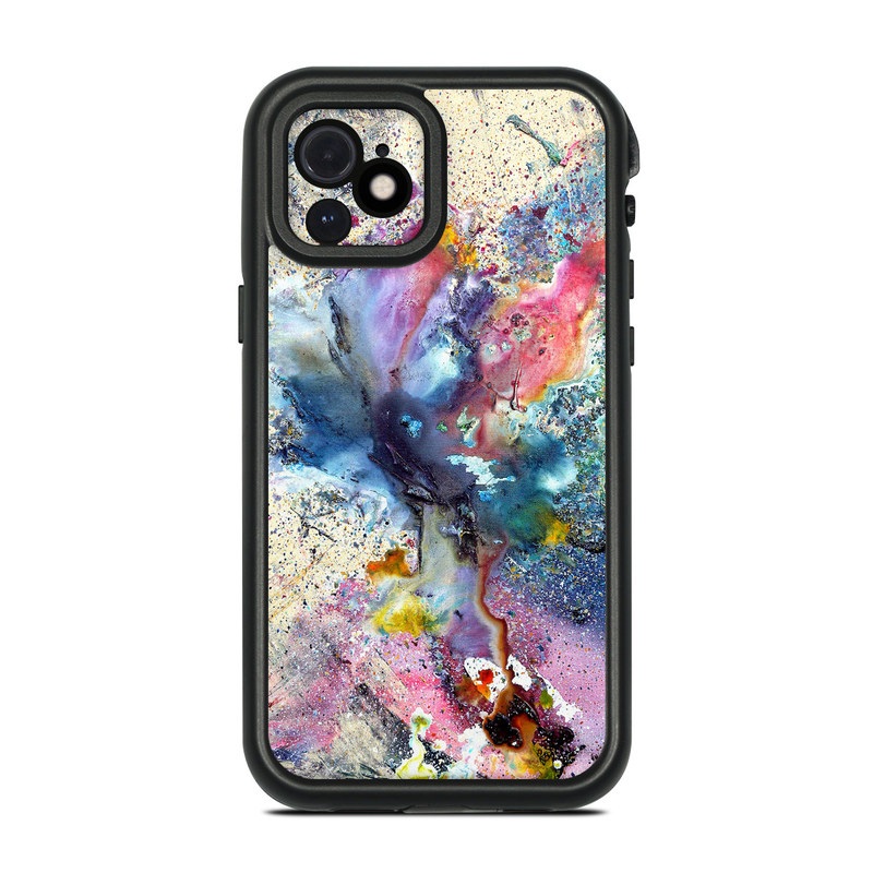 LifeProof iPhone 12 fre Case Skin design of Watercolor paint, Painting, Acrylic paint, Art, Modern art, Paint, Visual arts, Space, Colorfulness, Illustration, with gray, black, blue, red, pink colors