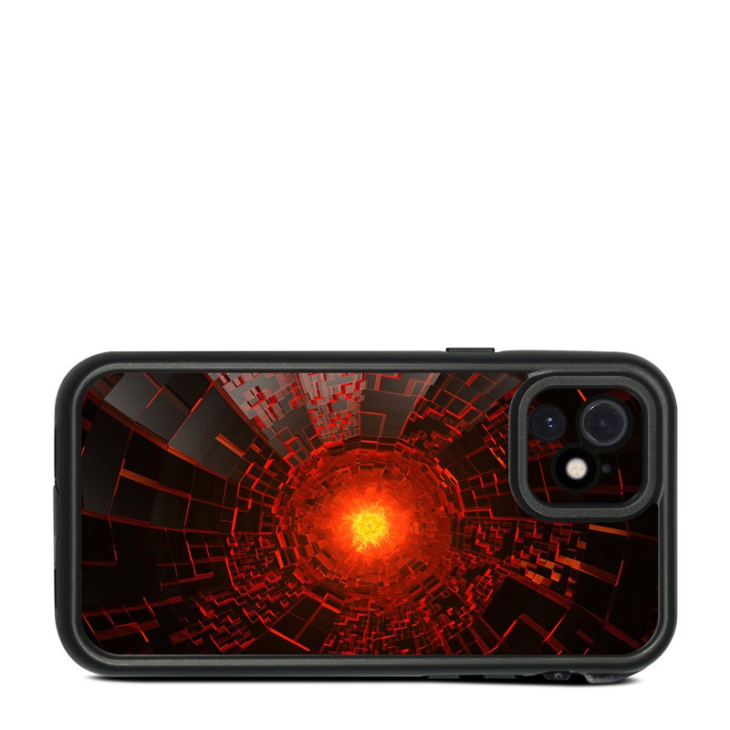 LifeProof iPhone 12 fre Case Skin design of Red, Fractal art, Light, Circle, Design, Art, Graphics, Symmetry, Pattern, Space, with black, red colors
