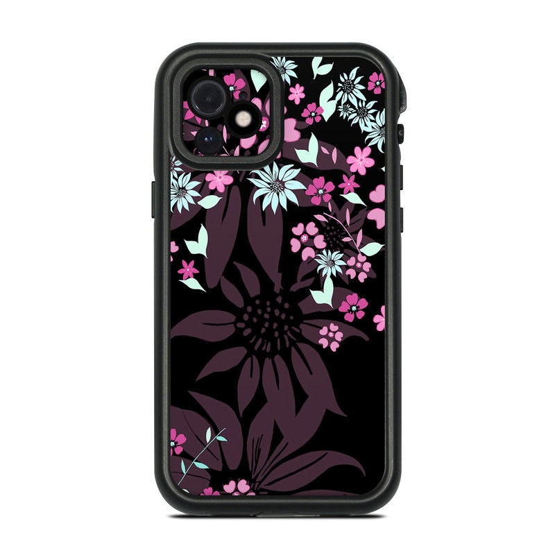 LifeProof iPhone 12 fre Case Skin design of Pink, Pattern, Flower, Plant, Botany, Petal, Floral design, Design, Pedicel, Graphic design, with black, gray, purple, green, red, pink colors