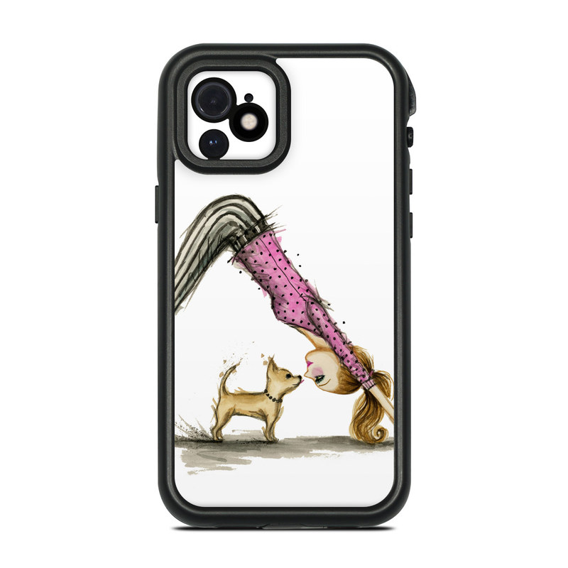 LifeProof iPhone 12 fre Case Skin design of Drawing, Illustration, with white, pink, black, white, brown, yellow colors