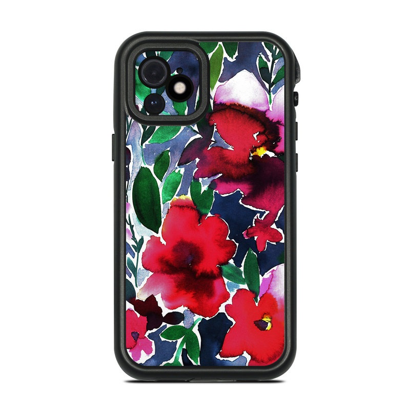 LifeProof iPhone 12 fre Case Skin design of Flower, Petal, Red, Plant, Pattern, Pink, Purple, Flowering plant, Botany, Design, with red, green, pink, blue colors