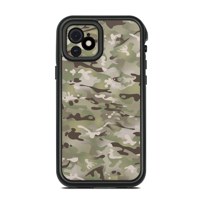 LifeProof iPhone 12 fre Case Skin design of Military camouflage, Camouflage, Pattern, Clothing, Uniform, Design, Military uniform, Bed sheet, with gray, green, black, red colors