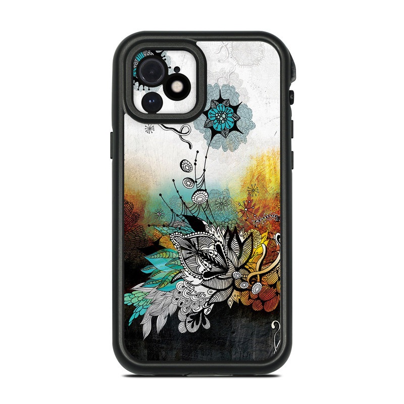 LifeProof iPhone 12 fre Case Skin design of Graphic design, Illustration, Art, Design, Visual arts, Floral design, Font, Graphics, Modern art, Painting, with black, gray, red, green, blue colors