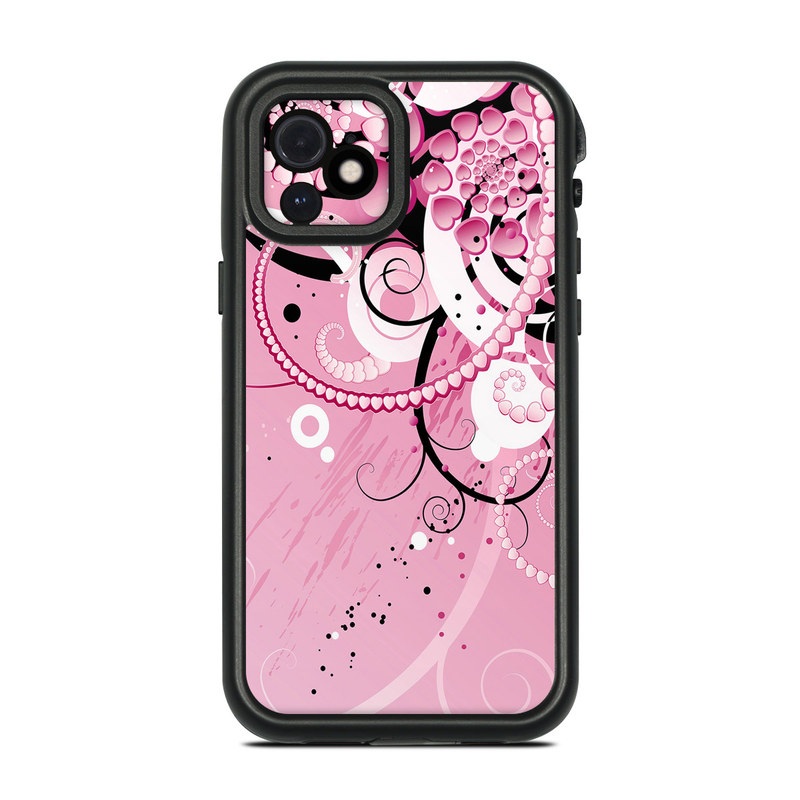 LifeProof iPhone 12 fre Case Skin design of Pink, Floral design, Graphic design, Text, Design, Flower Arranging, Pattern, Illustration, Flower, Floristry, with pink, gray, black, white, purple, red colors