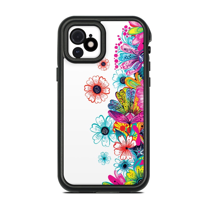 LifeProof iPhone 12 fre Case Skin design of Pattern, Floral design, Design, Graphic design, Flower, Wildflower, Plant, Graphics, Clip art, Visual arts, with white, pink, blue, yellow, purple, red colors
