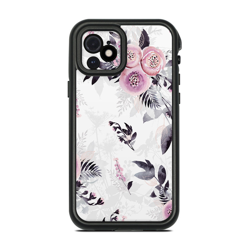 LifeProof iPhone 12 fre Case Skin design of Pink, Pattern, Design, Floral design, Textile, Plant, Flower, Magenta, Petal, Wallpaper, with white, purple, pink, black, gray colors