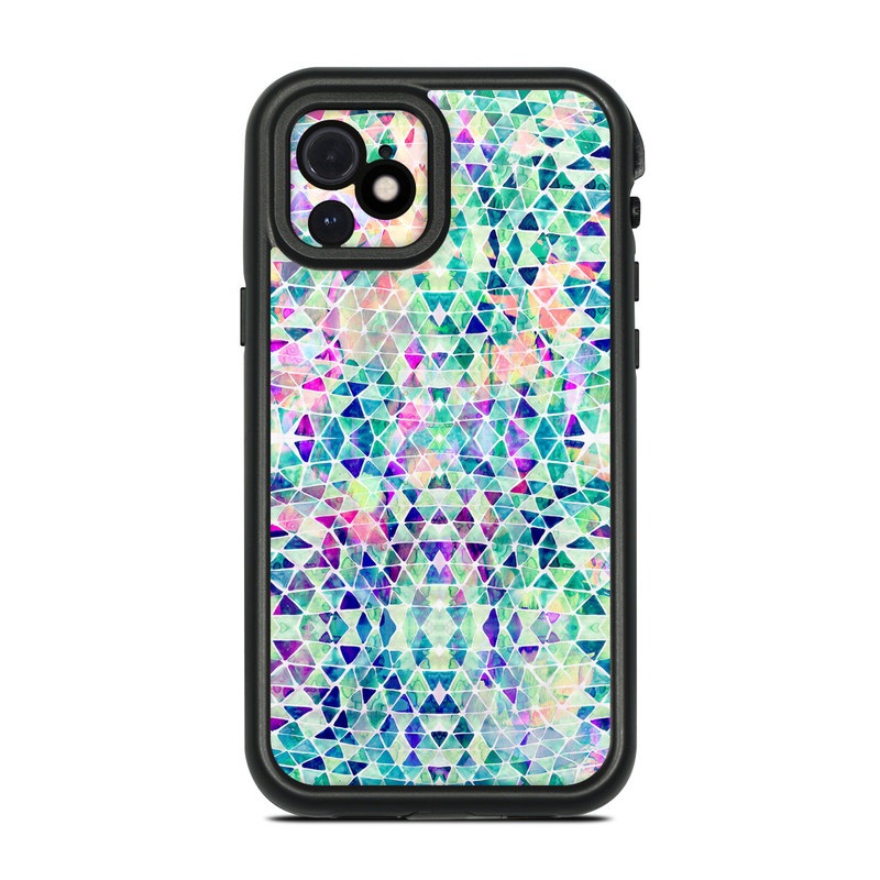 LifeProof iPhone 12 fre Case Skin design of Pattern, Aqua, Line, Teal, Purple, Turquoise, Design, with white, blue, purple, orange, green colors