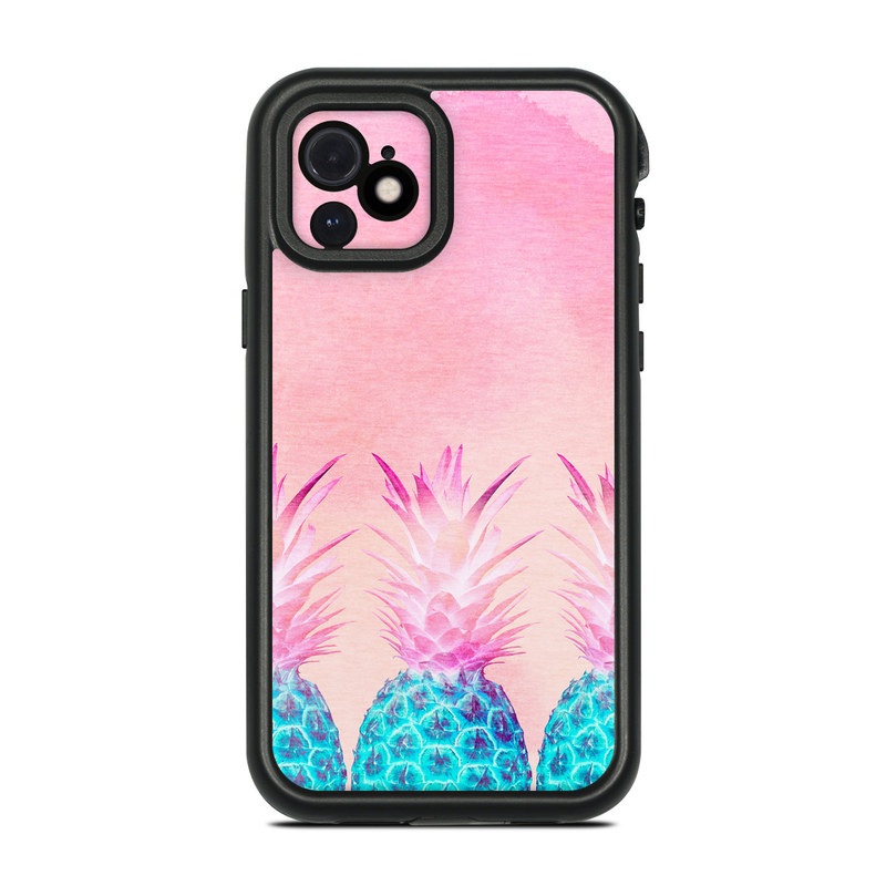 Lifeproof iPhone 12 fre Case Skin design of Pineapple, Ananas, Pink, Fruit, Plant, Bromeliaceae, Pattern, Poales, with pink, blue, orange colors