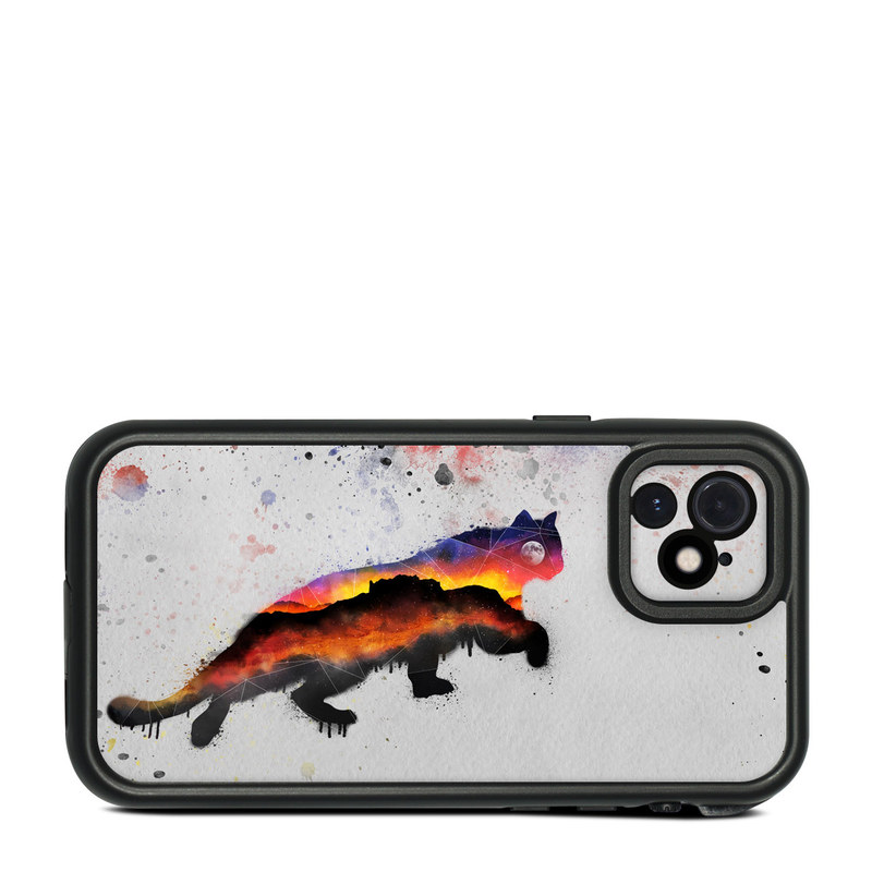 LifeProof iPhone 12 fre Case Skin design of Illustration, Watercolor paint, Art, Tail, Painting, Drawing, Acrylic paint, Geological phenomenon, Red fox, Paint, with gray, black, red, yellow, orange, white colors
