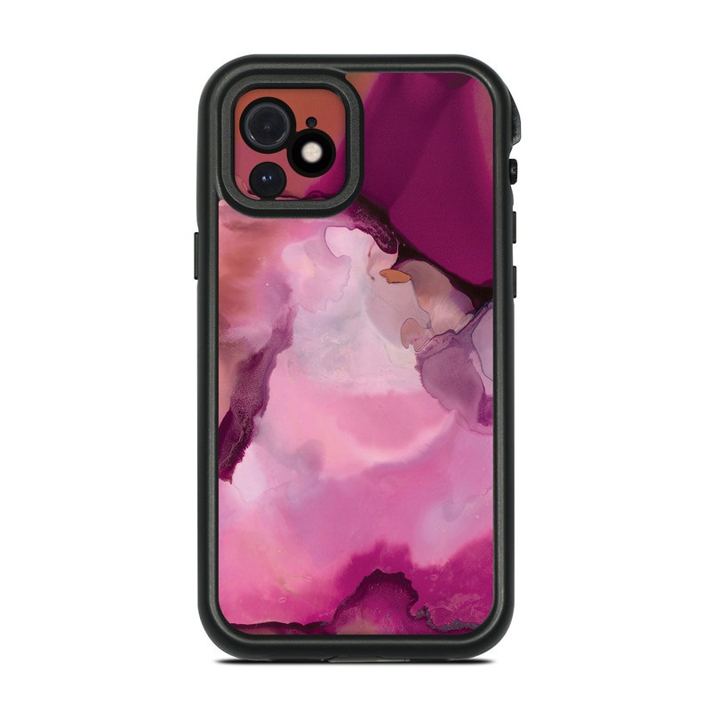 LifeProof iPhone 12 fre Case Skin design of Purple, Pink, Watercolor paint, Magenta, Illustration, Art, with white, red, pink, white colors