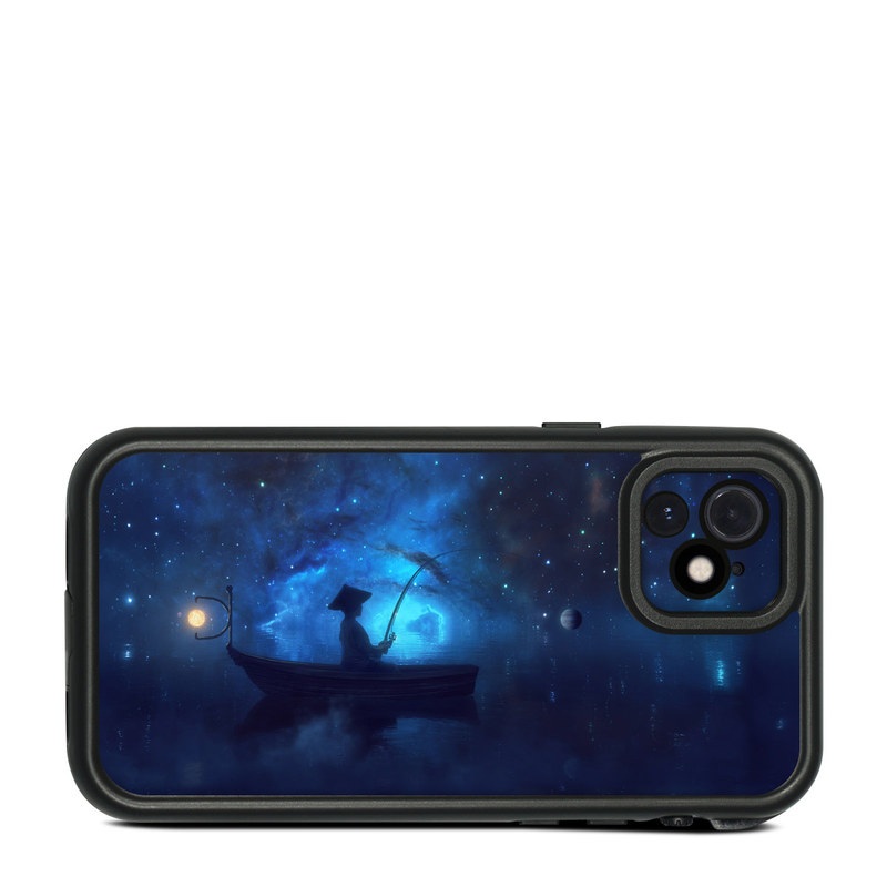 LifeProof iPhone 12 fre Case Skin design of Sky, Night, Atmosphere, Light, Atmospheric phenomenon, Darkness, Screenshot, Space, Midnight, Moonlight, with white, blue, black, green, orange colors