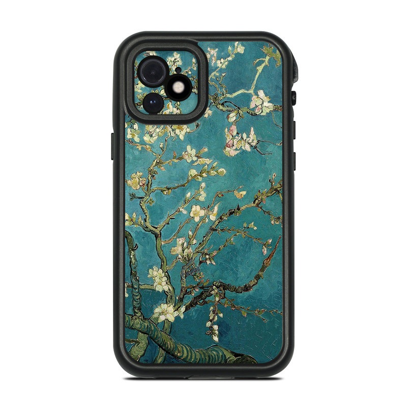 LifeProof iPhone 12 fre Case Skin design of Tree, Branch, Plant, Flower, Blossom, Spring, Woody plant, Perennial plant, with blue, black, gray, green colors