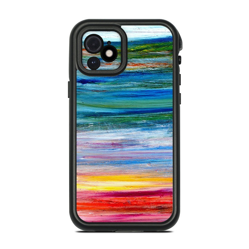 LifeProof iPhone 12 fre Case Skin design of Sky, Painting, Acrylic paint, Modern art, Watercolor paint, Art, Horizon, Paint, Visual arts, Wave, with gray, blue, red, black, pink colors