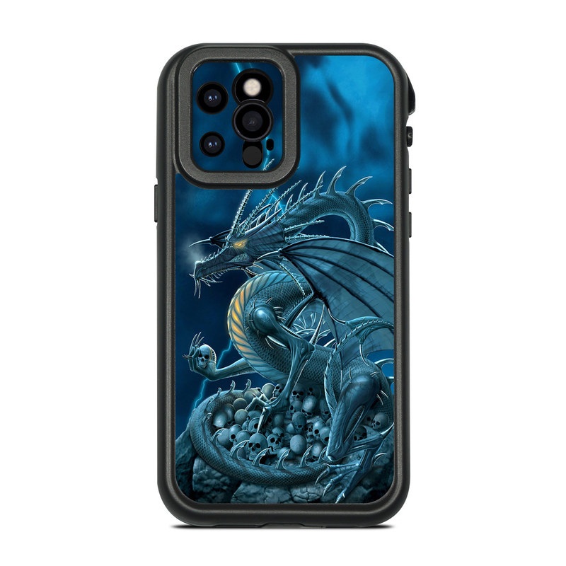 Lifeproof iPhone 12 Pro fre Case Skin design of Cg artwork, Dragon, Mythology, Fictional character, Illustration, Mythical creature, Art, Demon, with blue, yellow colors