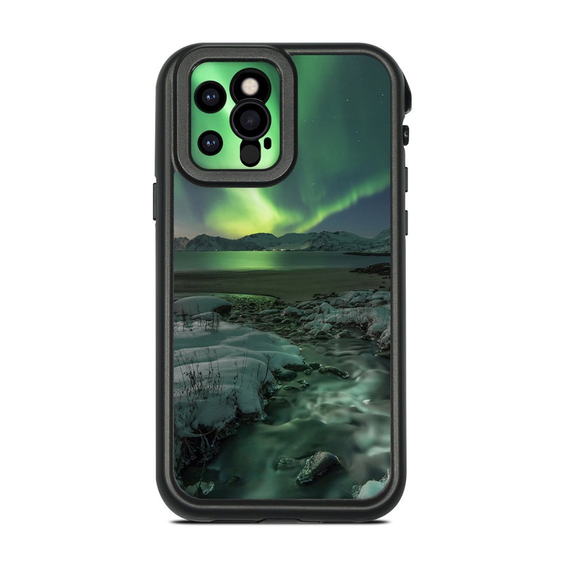 LifeProof iPhone 12 Pro fre Case Skin design of Nature, Aurora, Sky, Geological phenomenon, Water, Atmosphere, Space, Landscape, World, Glacier, with white, green, blue, black, gray colors