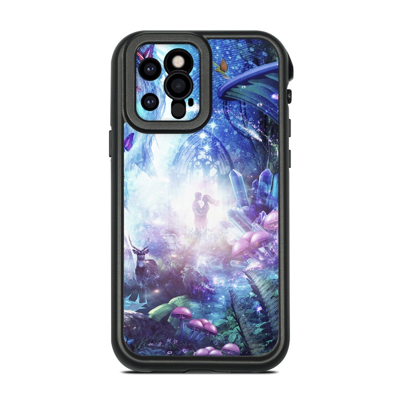 LifeProof iPhone 12 Pro fre Case Skin design of Man, Woman, Fictional Character, Mythology, Bird, Wing, Mythical Creature, Deer, Tiger, Mushrooms, Butterfly, with white, blue, green, red, yellow, black, purple, gray colors