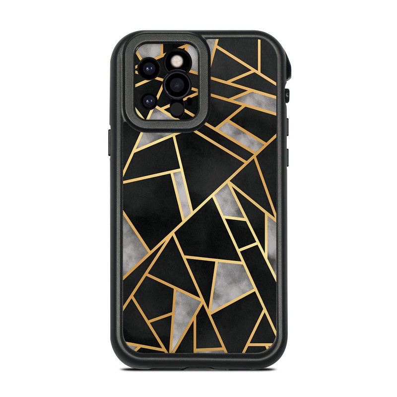 LifeProof iPhone 12 Pro fre Case Skin design of Pattern, Triangle, Yellow, Line, Tile, Floor, Design, Symmetry, Architecture, Flooring, with black, gray, yellow colors