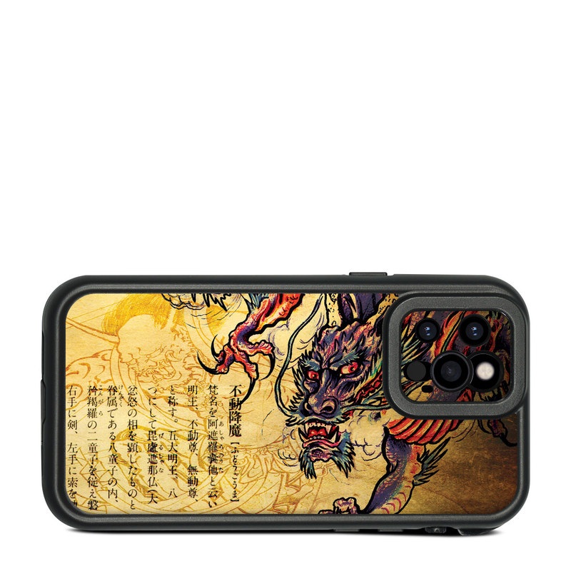 LifeProof iPhone 12 Pro fre Case Skin design of Illustration, Fictional character, Art, Demon, Drawing, Visual arts, Dragon, Supernatural creature, Mythical creature, Mythology, with black, green, red, gray, pink, orange colors