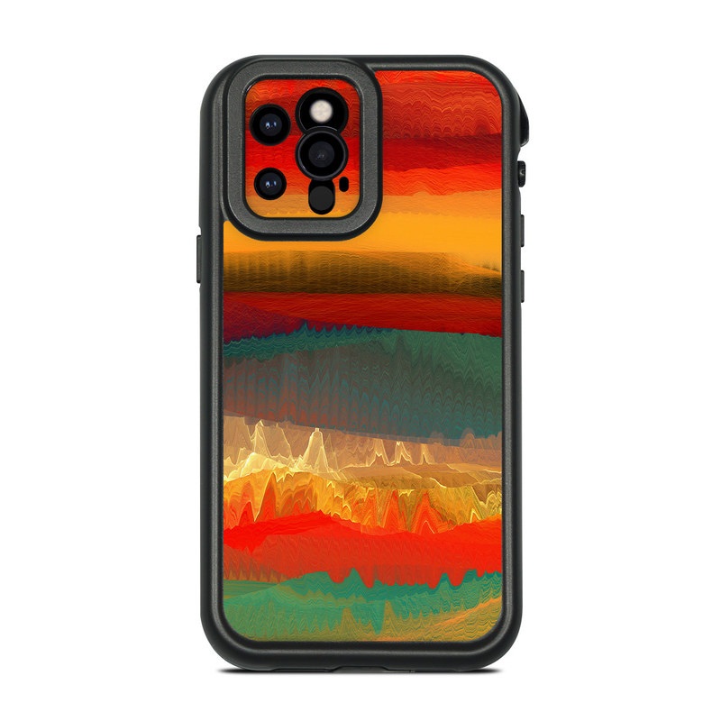 LifeProof iPhone 12 Pro fre Case Skin design of Sky, Red, Horizon, Afterglow, Orange, Painting, Acrylic paint, Watercolor paint, Sunset, Geological phenomenon, with red, blue, green, yellow, orange, white colors
