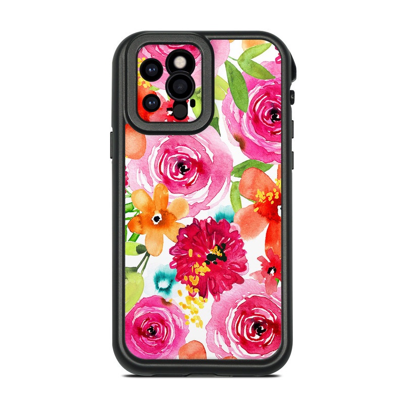 LifeProof iPhone 12 Pro fre Case Skin design of Flower, Cut flowers, Floral design, Plant, Pink, Bouquet, Petal, Flower Arranging, Artificial flower, Clip art, with pink, red, green, orange, yellow, blue, white colors