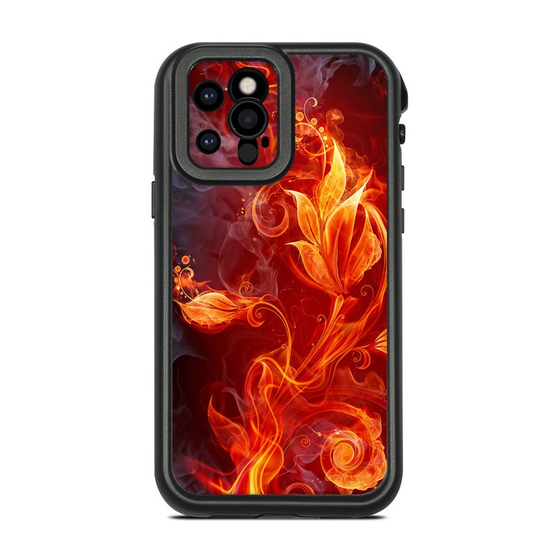 Lifeproof iPhone 12 Pro fre Case Skin design of Flame, Fire, Heat, Red, Orange, Fractal art, Graphic design, Geological phenomenon, Design, Organism, with black, red, orange colors