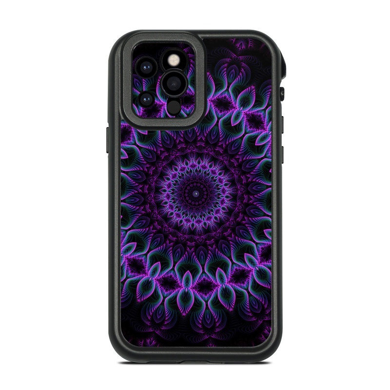 LifeProof iPhone 12 Pro fre Case Skin design of Colorfulness, Pattern, Purple, Violet, Magenta, Red, Pink, Art, Fractal Art, Visual Arts, Design, Circle, Symmetry, Psychedelic Art, Motif, Kaleidoscope, Graphics, with black, purple, blue, white colors