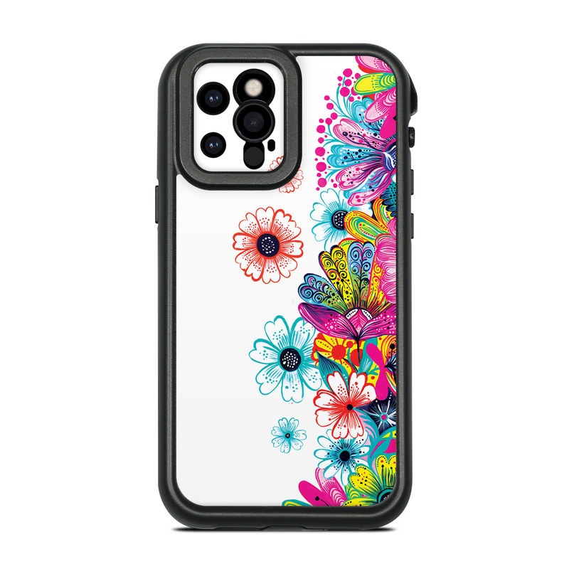 LifeProof iPhone 12 Pro fre Case Skin design of Pattern, Floral design, Design, Graphic design, Flower, Wildflower, Plant, Graphics, Clip art, Visual arts, with white, pink, blue, yellow, purple, red colors