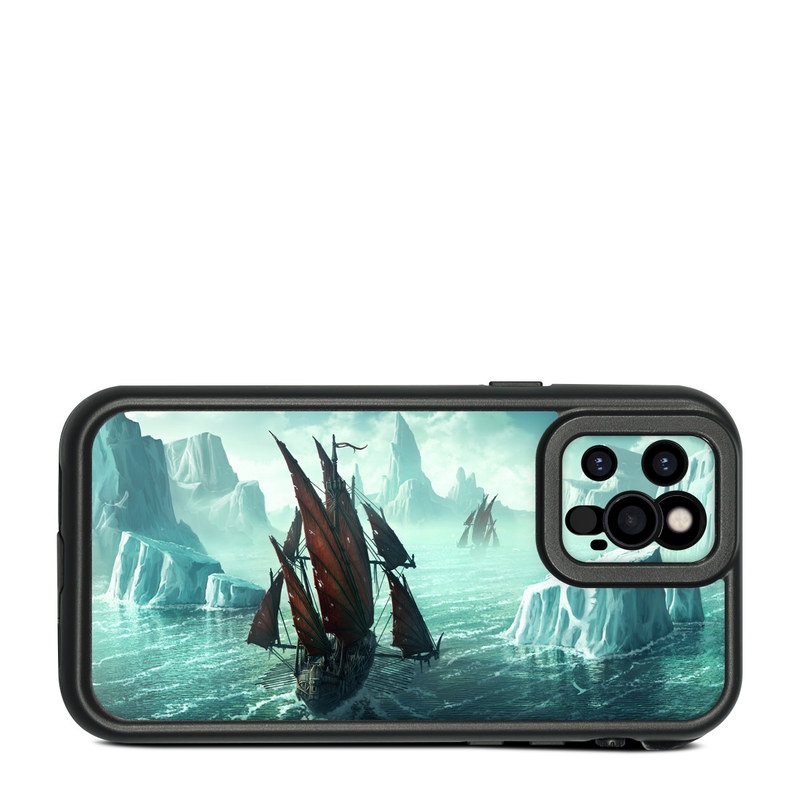 Lifeproof iPhone 12 Pro fre Case Skin design of Cg artwork, Vehicle, Ghost ship, Manila galleon, Fluyt, Adventure game, First-rate, Sailing ship, Mythology, Strategy video game, with gray, black, blue, green, white colors