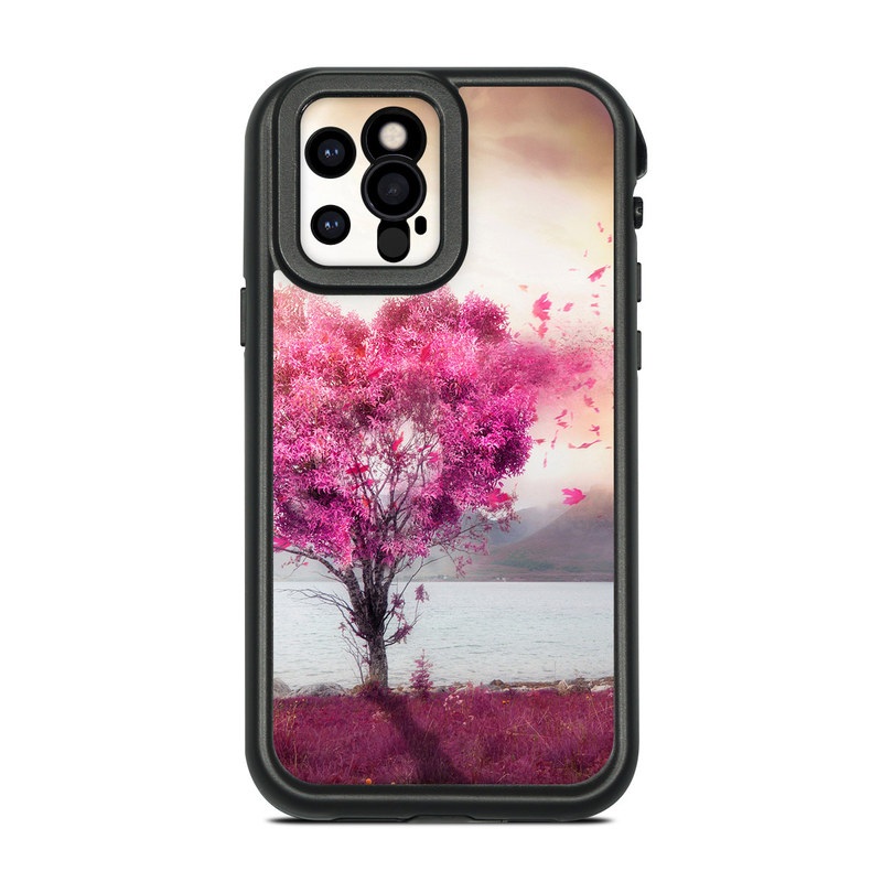 LifeProof iPhone 12 Pro fre Case Skin design of Sky, Nature, Natural landscape, Pink, Tree, Spring, Purple, Landscape, Cloud, Magenta, with pink, yellow, blue, black, gray colors