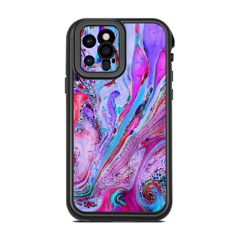 LifeProof iPhone 12 Pro fre Case Skin design of Pink, Purple, Pattern, Design, Visual arts, Art, Psychedelic art, Magenta, Acrylic paint, Colorfulness, with pink, purple, blue, green colors