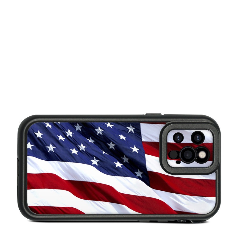 Lifeproof iPhone 12 Pro fre Case Skin design of Flag, Flag of the united states, Flag Day (USA), Veterans day, Memorial day, Holiday, Independence day, Event with red, blue, white colors