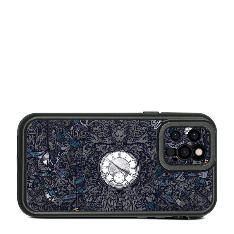 LifeProof iPhone 12 Pro fre Case Skin design of Blue, Pattern, Psychedelic art, Design, Circle, Art, Font, Graphic design, Visual arts, Illustration, with black, gray colors