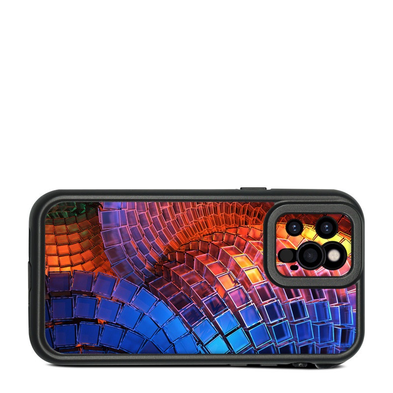 LifeProof iPhone 12 Pro fre Case Skin design of Blue, Red, Orange, Light, Pattern, Architecture, Design, Fractal art, Colorfulness, Psychedelic art, with black, red, blue, purple, gray colors