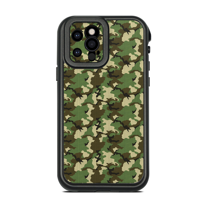 LifeProof iPhone 12 Pro fre Case Skin design of Military camouflage, Camouflage, Clothing, Pattern, Green, Uniform, Military uniform, Design, Sportswear, Plane, with black, gray, green colors