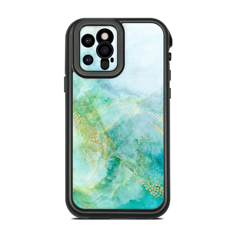 Lifeproof iPhone 12 Pro fre Case Skin design of Blue, Watercolor paint, Aqua, Line, Sky, Design, Pattern, Art, Illustration, with blue, yellow, orange colors