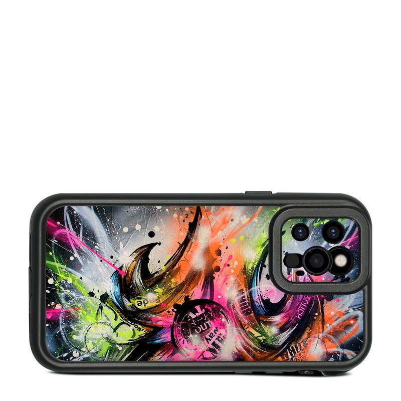 LifeProof iPhone 12 Pro fre Case Skin design of Graphic design, Fractal art, Art, Illustration, Design, Graphics, Cg artwork, Font, Visual arts, Pattern, with black, gray, red, green, purple, blue colors