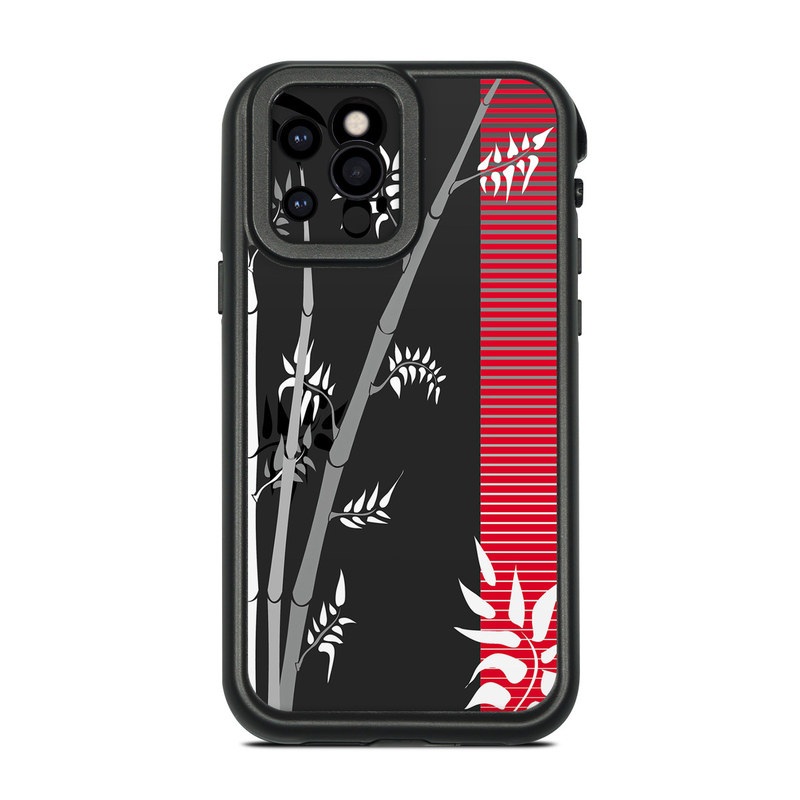 LifeProof iPhone 12 Pro fre Case Skin design of Tree, Branch, Plant, Graphic design, Bamboo, Illustration, Plant stem, Black-and-white, with black, red, gray, white colors