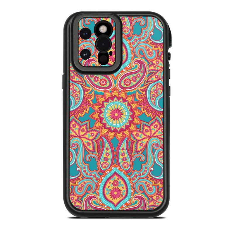 LifeProof iPhone 12 Pro Max fre Case Skin design of Pattern, Paisley, Motif, Visual arts, Design, Art, Textile, Psychedelic art, with orange, yellow, blue, red colors